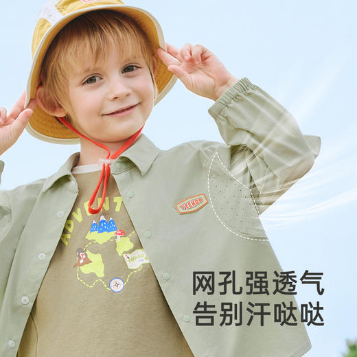 英氏儿童衬衫长袖夏季户外防晒男童POLO衫女童防晒衣透气长袖衬衫 商品图2