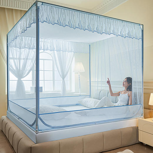 自然醒加密遮光防尘顶拉链蚊帐家用卧室儿童防摔掉床回底蒙古包2502HH 商品图4