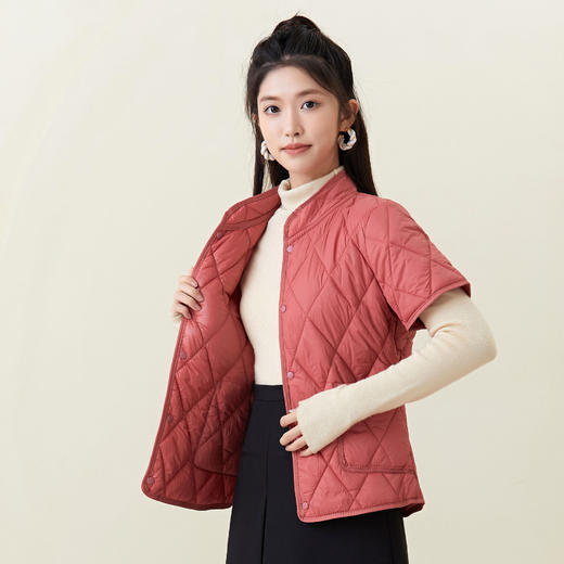 百媚生 棉服女式短袖加绒加大棉袄可内穿女2366 商品图9