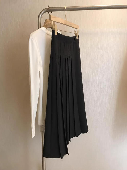 雀说 老客直接收，色纺面料~叠层压褶侧拉链高腰A字过膝半身裙女5ZF-21704 商品图0