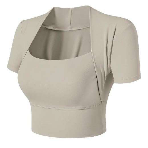 跃牌【美西西系列】新款假带胸垫两件含胸垫运动短袖上衣女DX-224 商品图4