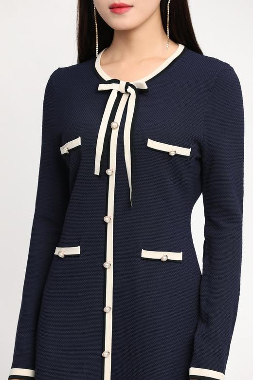 Le Malene 白色撞边装饰针织连衣裙 11725 商品图3