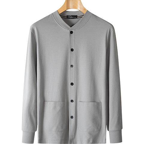 百媚生 男士针织衫纯棉开衫长袖T恤8809 商品图0