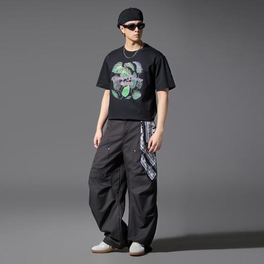 PINLI品立2025春夏新款树叶烫钻短袖T恤男士潮牌纯棉休闲百搭上衣BG252111006 商品图4