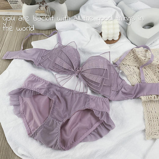 【一件二穿！蝴蝶结蕾丝聚拢内衣】一秒聚拢不空杯，加厚上托无肩带,弹性舒适不勒身，防滑内衣女无钢圈文胸罩套装QQ 商品图10