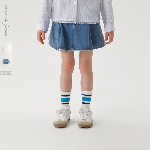 马克珍妮女童时尚牛仔百褶裙 儿童百搭短裙半身裙春夏新款250298 商品图0