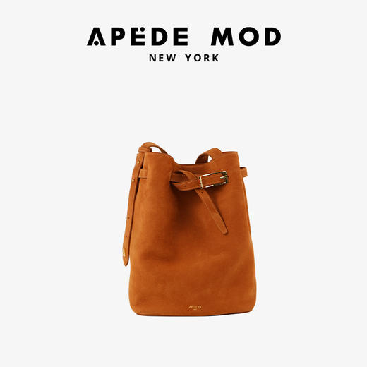 【品牌直发】APEDE MOD 春夏新款大容量头层牛皮水桶包 中号皮带软花桶包单肩斜挎包 商品图4