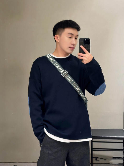 218-2 原780 排他性独家圆正 断码亏清 lew 浮雕logo 男士廓形羊毛针织衫 老朱穿M 商品图0