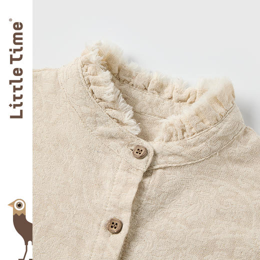 littletime女童衬衫2025春季新款棉衬衣宽松法式提花儿童长袖上衣 商品图2