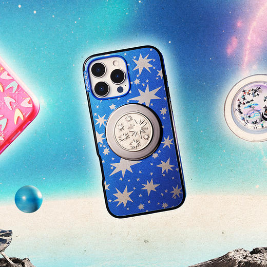 【太空梦游记】银河图景·MagSafe圆啪嗒 MAGSAFE磁吸手机气囊支架 Round圆啪嗒系列 银色 日月星 商品图2