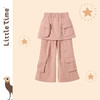littletime女童裤子春夏款2025新款儿童工装喇叭裤粉色女孩阔腿裤 商品缩略图0