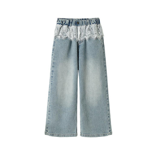 Little time女童牛仔裤2025春季新款中大童宽松直筒阔腿长裤儿童 商品图4