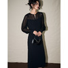 丁摩 【高品质】新高级感拼接显瘦收腰连衣裙长袖小黑裙韩系初秋连衣裙5ZF-  15789 商品缩略图1