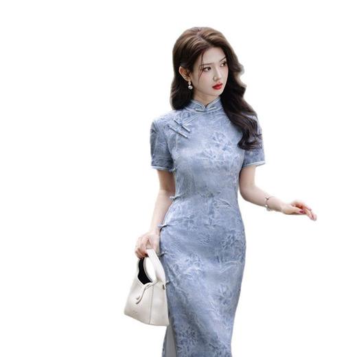 老上海复古国风绸缎提花短袖旗袍2025春夏新款气质中式高级感旗袍SYK21995 商品图4