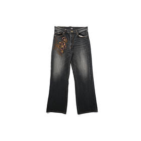 KHOKI Embroidered design denim pant 手工刺绣牛仔阔腿裤