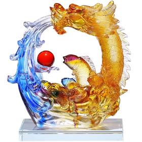【样品特惠3折，仅1个】福缘琉璃-新中式家居客厅装饰摆件新婚结婚礼品 喜结良缘摆件/福缘琉璃鱼跃龙门摆件