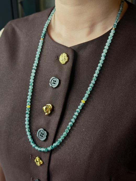 冰飘蓝花翡翠长珠项链 商品图0