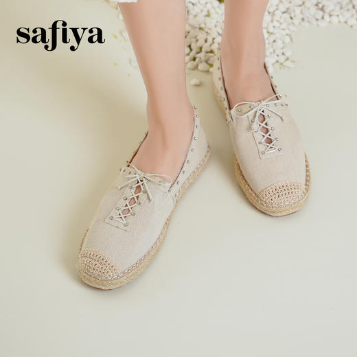 预售10天发|Safiya/索菲娅2025休闲编织平底百搭懒人一脚蹬渔夫鞋 SFD1112411 商品图5
