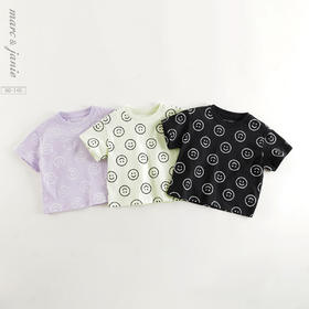 马克珍妮男女童笑脸印花短袖T恤 宝宝亲肤上衣儿童夏装新款550813