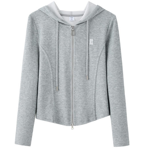 百媚生 刺绣长袖连帽双拉链外套478 商品图4