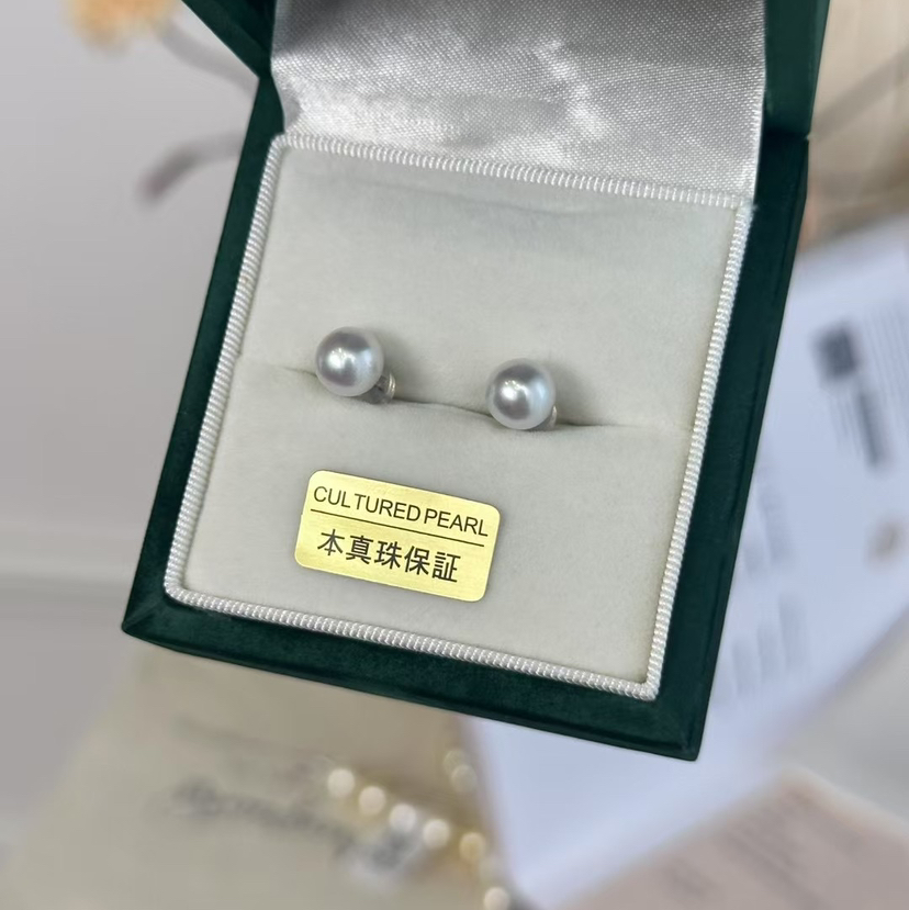 【甄珠贝】新货6-7mm淡水珍珠耳钉，纯银配件，正圆无瑕，珠光漂亮。精致细腻。