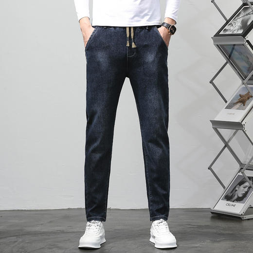 【DYG】大依优型大码男装抽绳牛仔裤男百搭刺绣修身牛仔裤男弹力加肥加大码长裤男 商品图5