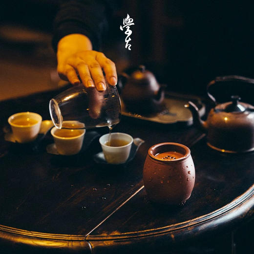 学古|紫砂建水 秋桂/蓝雪/海鼠/荷茎绿宜兴紫砂胎炉钧釉小渣斗 商品图2