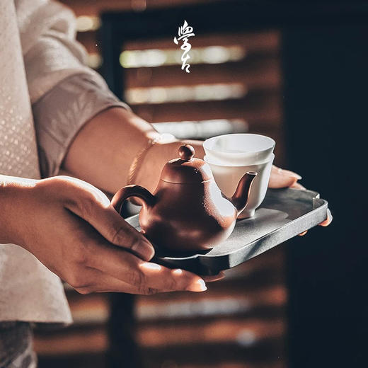 学古|小如意锡托盘 中式复古锡制托盘果盘干泡盘壶托壶承 商品图0