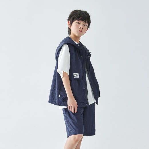 （合作款）蓝汽水25年春季男童大口袋连帽马甲/短裤可选 商品图2