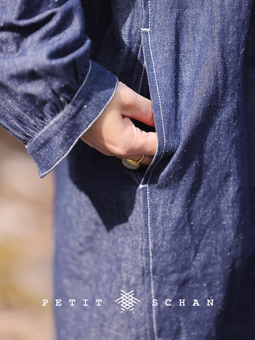 PETIT SCHAN小闪 CLO#734 Gadabout 游荡者 棉麻牛仔连帽连衣裙 商品图3