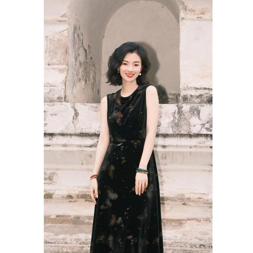 西子/【庄生梦蝶】非遗烧箔烫金工艺质感蝴蝶丝绒无袖背心连衣裙/CQBH791 商品图0