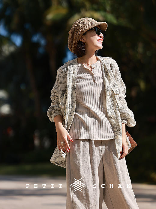 PETIT SCHAN小闪 CLO#731 A paradise 世外桃源 法式茹伊印花盐缩纯羊毛连帽外套防晒服 商品图2