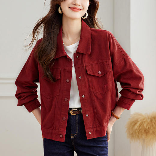 百媚生 纯棉外套女上衣时尚衬衫48161 商品图3