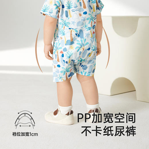 英氏婴儿衣服夏季短袖透气男宝连体衣度假风2025新款短袖连体衣 商品图3