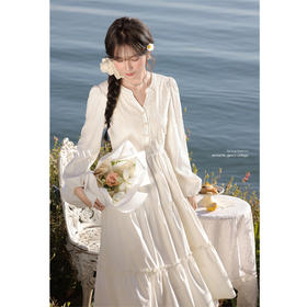 鹿向南  「皎月如新」杏色连衣裙