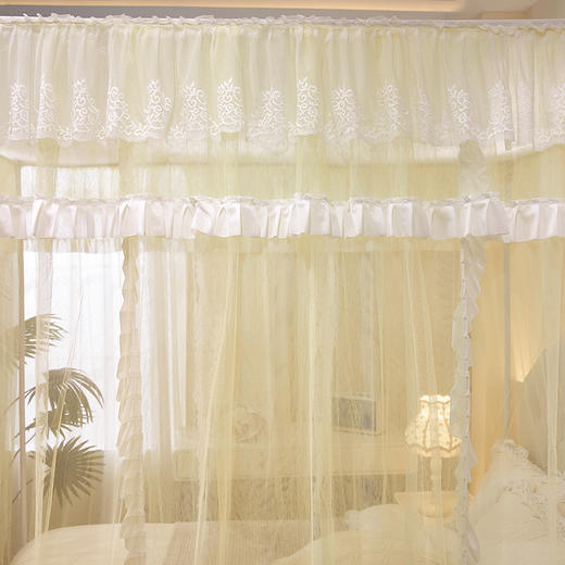 自然醒花边宫廷落地蚊帐加密公主风三开门防尘卧室家用纹账结婚蚊帐婚房蚊帐2503HH 商品图11