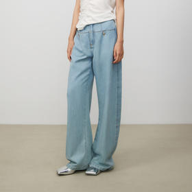 lost in echo2025春夏新款大口袋宽松高腰直筒显瘦牛仔裤阔腿裤女