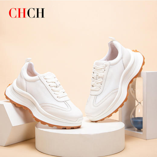 CHCH平衡鞋真皮拼接网面运动休闲老爹鞋女鞋CN1B5211 商品图1