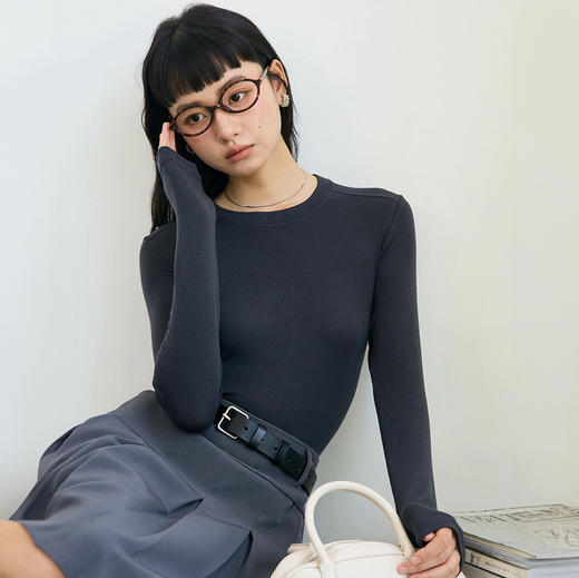 Dr.foever 软糯糯圆领莱赛尔打底衫 软糯亲肤 时尚百搭 多色可选 9936 商品图7