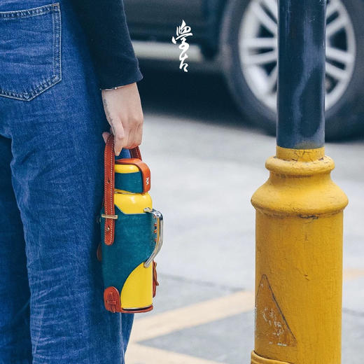 学古|提携 传家壶手工皮套  意大利头层牛皮便携手拎露营拼色纯色 商品图1