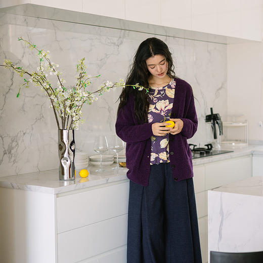 绽放旅行女装037朵/早春新款羊毛羊驼毛混纺针织开衫文艺毛衣外套 商品图3