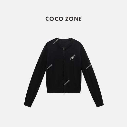 COCO ZONE 100绵羊毛设计感圆领拉链针织开衫CC2C1386 商品图0