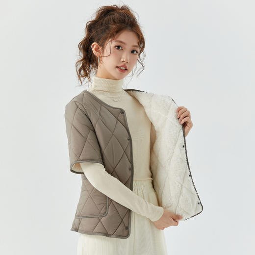 百媚生 棉服女式短袖加绒加大棉袄可内穿女2366 商品图0