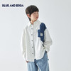 蓝汽水25年春季撞色拼接长袖衬衫男童全棉质感宽松休闲设计感衬衣 商品缩略图0