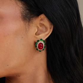 北京仓｜KJL-Flaw Emerald & Flaw-红绿色 耳夹（无需耳洞）［美国设计师］