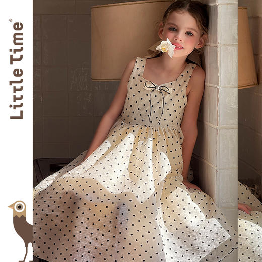 Littletime女童连衣裙春夏儿童法式复古气质公主裙中大童吊带长裙 商品图2