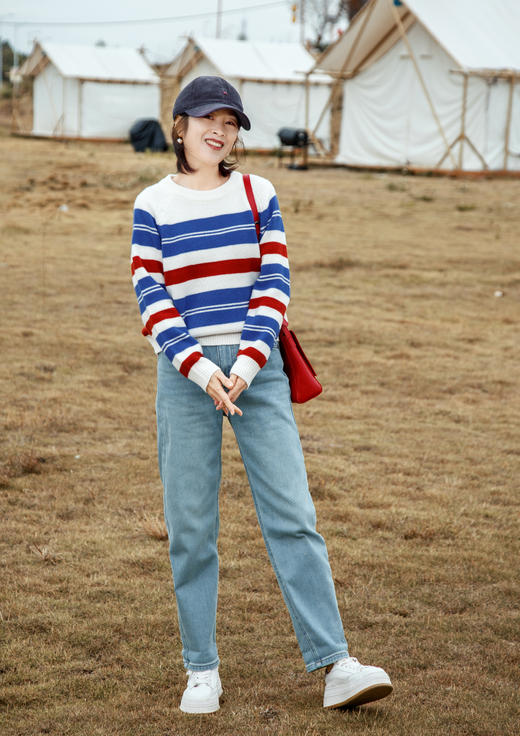 后松紧腰植绒牛仔裤 商品图0