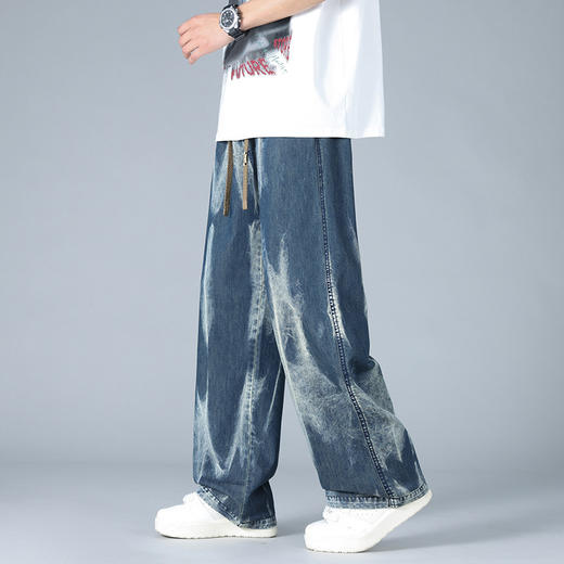 【DYF】大依优型大码男装直筒牛仔裤休闲风宽松舒适阔腿胖子加肥加大长裤男士潮流 商品图4