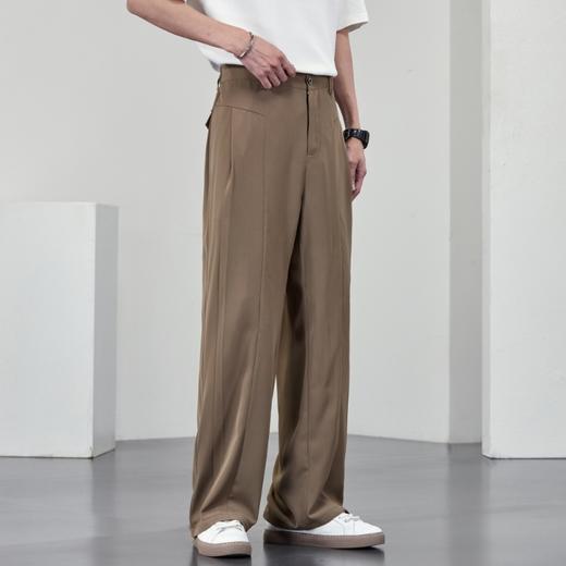 【DYF】大依优型大码松紧腰直筒休闲裤小西裤垂感冰丝黑色西装夏季长裤子男士 商品图0