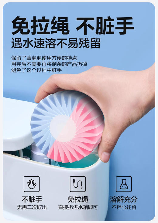 ✌️马桶清洁神器一颗可冲1000次❗️❗️只需放在水箱里，一键冲洗，🫧杀菌清洁去异味，省心省力💥再也不用刷马桶啦~👍 🌟倍集大大颗洁厕宝 汁汁白桃洁厕宝|盐盐冷棉洁厕宝  商品图2